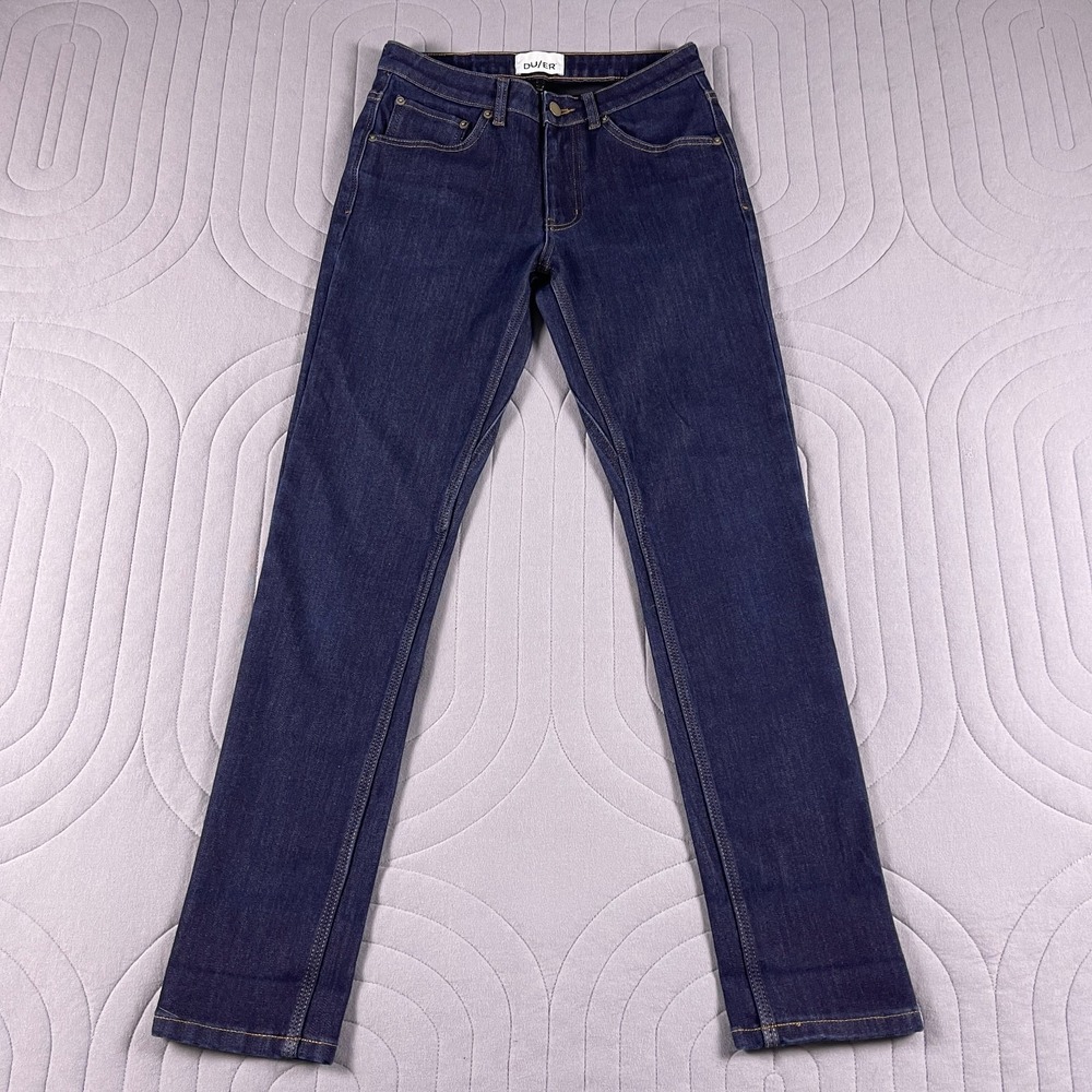 DU/ER Jeans Womens 27x32 All Weather Blue Denim Slim Stretch Coolmax Org. Cotton
